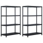 vidaXL Estantería de plástico 2 unidades 220 kg 90x40x138 cm negro