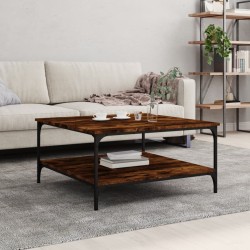 vidaXL Mesa de centro madera de ingeniería roble ahumado 80x80x40 cm