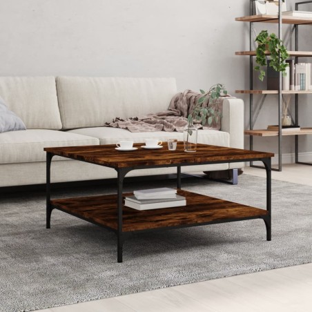 vidaXL Mesa de centro madera de ingeniería roble ahumado 80x80x40 cm