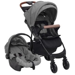 vidaXL Carrito de bebés 3 en 1 de acero gris claro