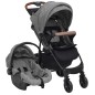 vidaXL Carrito de bebés 3 en 1 de acero gris claro vidaXL Carrito de bebés 3 en 1 de acero gris claro