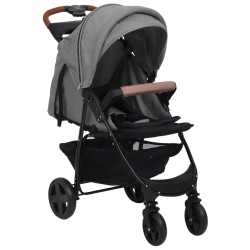 vidaXL Carrito de bebés 3 en 1 de acero gris claro