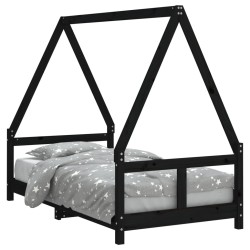 vidaXL Estructura de cama para niños madera de pino negro 80x160 cm