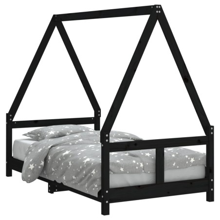 vidaXL Estructura de cama para niños madera de pino negro 80x160 cm