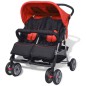 vidaXL Cochecito gemelar de acero rojo y negro vidaXL Cochecito gemelar de acero rojo y negro