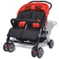 vidaXL Cochecito gemelar de acero rojo y negro vidaXL Cochecito gemelar de acero rojo y negro