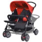 vidaXL Cochecito gemelar de acero rojo y negro vidaXL Cochecito gemelar de acero rojo y negro