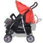 vidaXL Cochecito gemelar de acero rojo y negro vidaXL Cochecito gemelar de acero rojo y negro