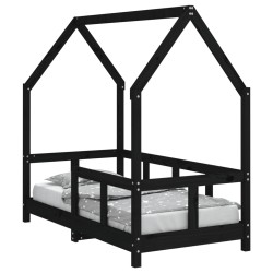 vidaXL Estructura de cama para niños madera de pino negro 70x140 cm