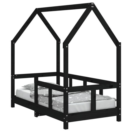 vidaXL Estructura de cama para niños madera de pino negro 70x140 cm