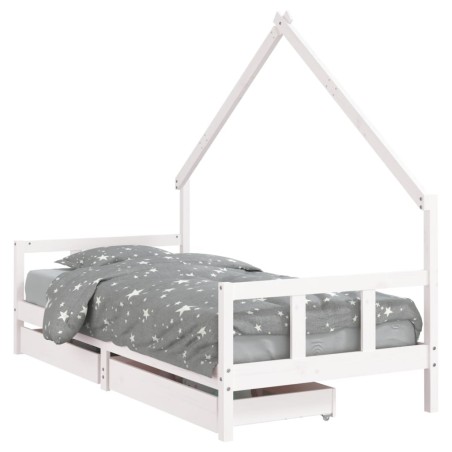 vidaXL Estructura cama niños con cajones madera pino blanco 90x200 cm