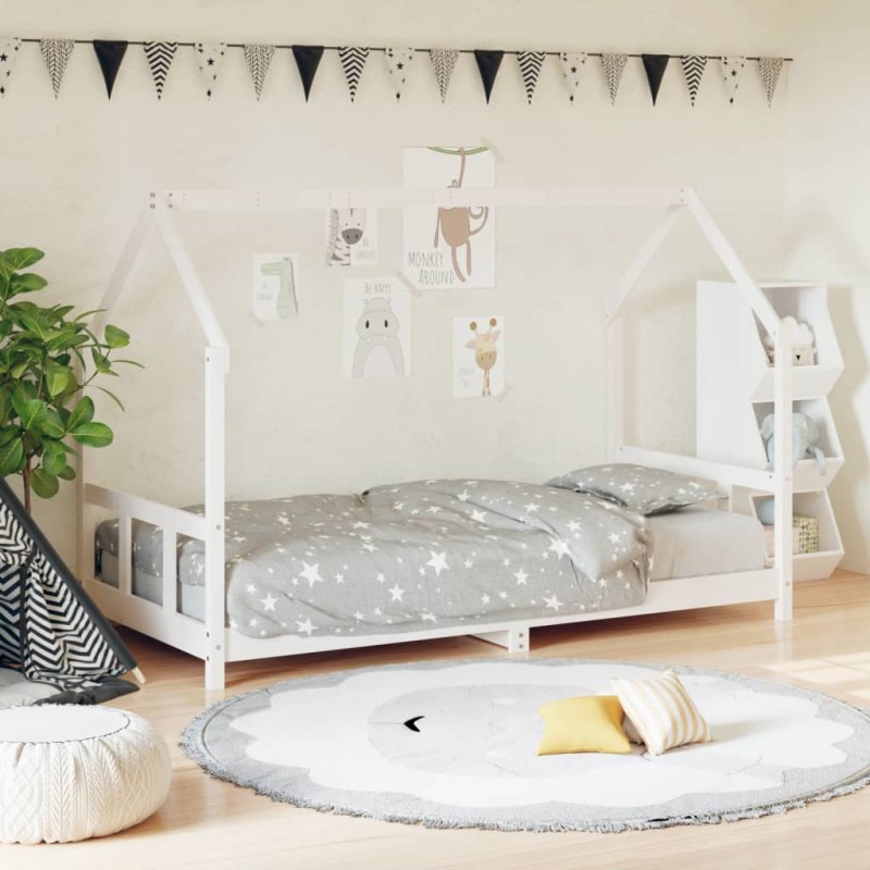 vidaXL Estructura de cama para niños madera de pino blanco 90x190 cm vidaXL Estructura de cama para niños madera de pino blanco 90x190 cm