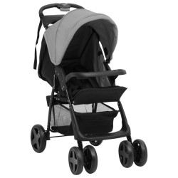 vidaXL Carrito de bebés 3 en 1 de acero gris claro y negro