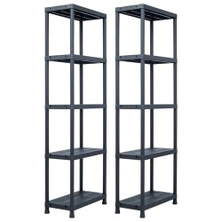 vidaXL Estantería de plástico 2 unidades 125 kg 60x30x180 cm negro