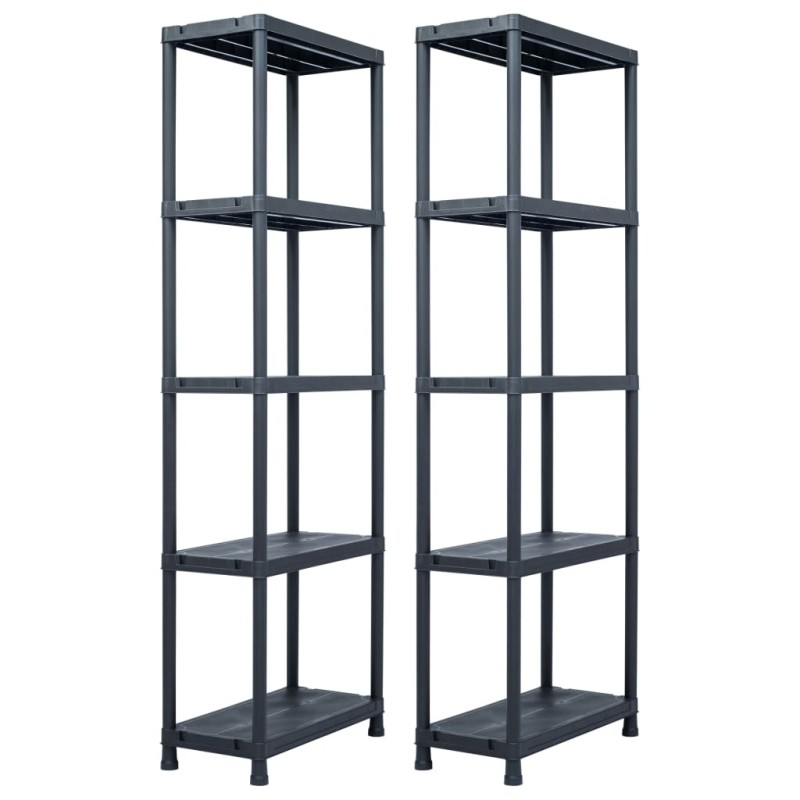 vidaXL Estantería de plástico 2 unidades 125 kg 60x30x180 cm negro