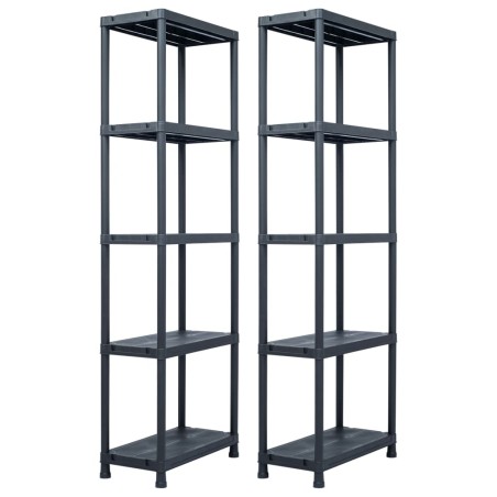 vidaXL Estantería de plástico 2 unidades 125 kg 60x30x180 cm negro