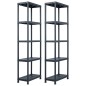 vidaXL Estantería de plástico 2 unidades 125 kg 60x30x180 cm negro