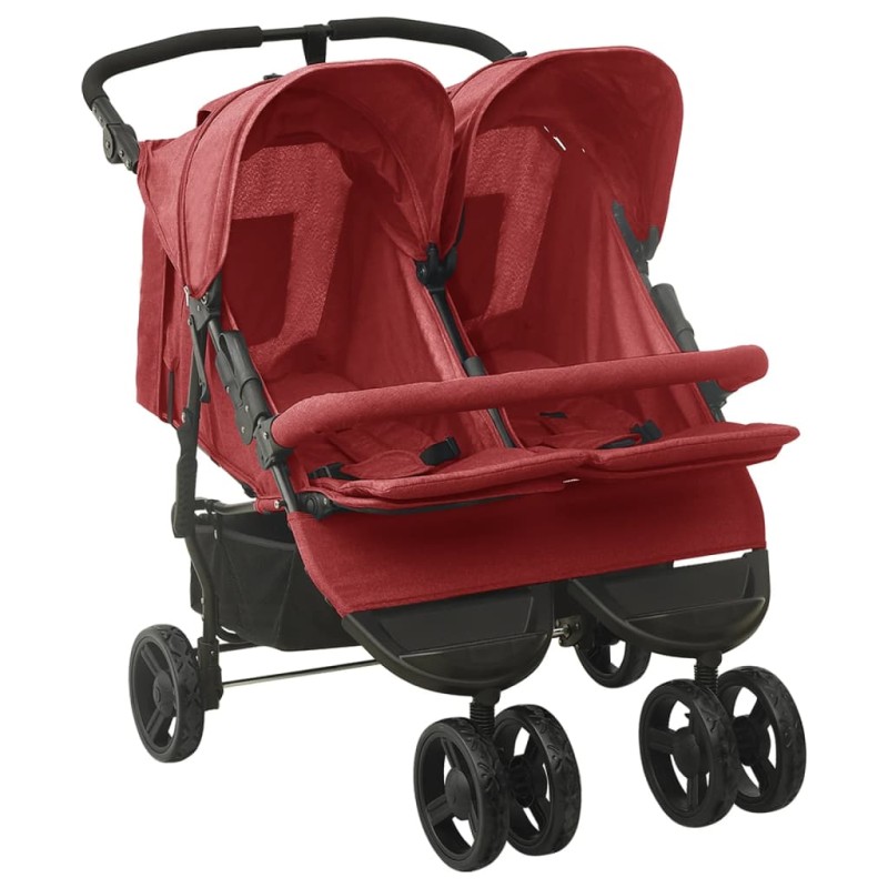 vidaXL Carrito para gemelos de acero rojo vidaXL Carrito para gemelos de acero rojo