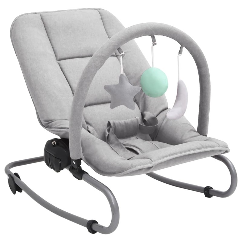 vidaXL Hamaca mecedora para bebés de acero gris claro vidaXL Hamaca mecedora para bebés de acero gris claro