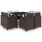 vidaXL Set comedor de jardín y cojines 9 piezas ratán sintético marrón