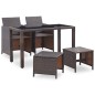 vidaXL Set comedor de jardín 5 piezas y cojines ratán sintético marrón vidaXL Set comedor de jardín 5 piezas y cojines ratán sintético marrón