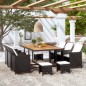 vidaXL Set comedor de jardín 11 pzas ratán sintético y madera negro vidaXL Set comedor de jardín 11 pzas ratán sintético y madera negro