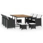 vidaXL Set comedor de jardín 11 pzas ratán sintético y madera negro vidaXL Set comedor de jardín 11 pzas ratán sintético y madera negro