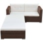 vidaXL Set muebles de jardín 3 piezas y cojines ratán sintético marrón vidaXL Set muebles de jardín 3 piezas y cojines ratán sintético marrón