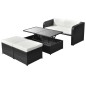 vidaXL Set de muebles de jardín 4 pzas y cojines ratán sintético negro vidaXL Set de muebles de jardín 4 pzas y cojines ratán sintético negro