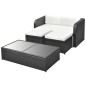 vidaXL Set de muebles de jardín 4 pzas y cojines ratán sintético negro vidaXL Set de muebles de jardín 4 pzas y cojines ratán sintético negro