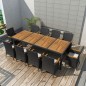 vidaXL Set comedor de jardín 11 piezas y cojines ratán sintético negro vidaXL Set comedor de jardín 11 piezas y cojines ratán sintético negro