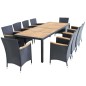 vidaXL Set comedor de jardín 11 piezas y cojines ratán sintético negro vidaXL Set comedor de jardín 11 piezas y cojines ratán sintético negro
