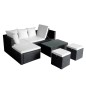 vidaXL Set muebles de jardín 4 piezas y cojines ratán sintético negro