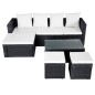 vidaXL Set muebles de jardín 4 piezas y cojines ratán sintético negro