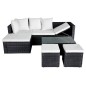 vidaXL Set muebles de jardín 4 piezas y cojines ratán sintético negro