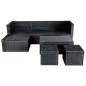 vidaXL Set muebles de jardín 4 piezas y cojines ratán sintético negro