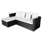 vidaXL Set muebles de jardín 4 piezas y cojines ratán sintético negro