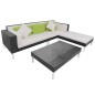 vidaXL Set de muebles de jardín 4 pzas y cojines ratán sintético negro vidaXL Set de muebles de jardín 4 pzas y cojines ratán sintético negro