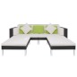 vidaXL Set de muebles de jardín 4 pzas y cojines ratán sintético negro vidaXL Set de muebles de jardín 4 pzas y cojines ratán sintético negro