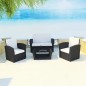 vidaXL Set de muebles de jardín 4 pzas y cojines ratán sintético negro