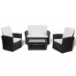 vidaXL Set de muebles de jardín 4 pzas y cojines ratán sintético negro