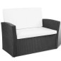 vidaXL Set de muebles de jardín 4 pzas y cojines ratán sintético negro
