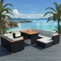 vidaXL Set muebles de jardín 10 piezas y cojines ratán sintético negro vidaXL Set muebles de jardín 10 piezas y cojines ratán sintético negro