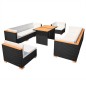 vidaXL Set muebles de jardín 10 piezas y cojines ratán sintético negro vidaXL Set muebles de jardín 10 piezas y cojines ratán sintético negro