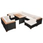 vidaXL Set muebles de jardín 10 piezas y cojines ratán sintético negro vidaXL Set muebles de jardín 10 piezas y cojines ratán sintético negro