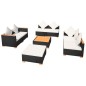 vidaXL Set muebles de jardín 8 piezas y cojines ratán sintético negro vidaXL Set muebles de jardín 8 piezas y cojines ratán sintético negro
