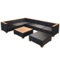 vidaXL Set muebles de jardín 8 piezas y cojines ratán sintético negro vidaXL Set muebles de jardín 8 piezas y cojines ratán sintético negro