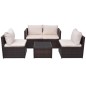 vidaXL Set muebles de jardín 5 piezas y cojines ratán sintético marrón vidaXL Set muebles de jardín 5 piezas y cojines ratán sintético marrón