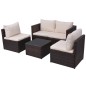 vidaXL Set muebles de jardín 5 piezas y cojines ratán sintético marrón vidaXL Set muebles de jardín 5 piezas y cojines ratán sintético marrón