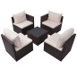 vidaXL Set muebles de jardín 5 piezas y cojines ratán sintético marrón vidaXL Set muebles de jardín 5 piezas y cojines ratán sintético marrón